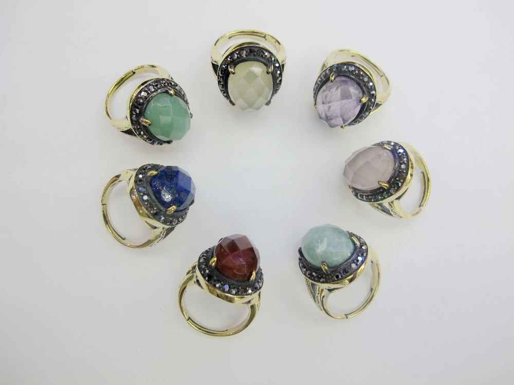 New Item Mixed Gem Stone Ring Faceted Quartz Fashion Jewelry Finger Ring Feldspar Amazonite Crystal Gold Ring 5pcs Lot Ring Massage Jewelry Opal Ringsjewelry Plate Aliexpress