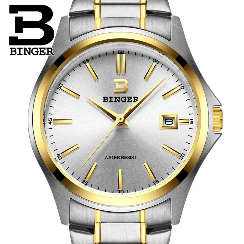 

2018 Switzerland luxury men's watch BINGER brand quartz full stainless clock Waterproof Complete Calendar Guarantee B3052A9