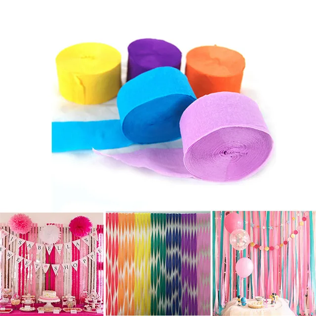 10m5cm Crepe Paper Streamer Roll Diy Photography Backdrops Wedding Supplies Birthday Party Decorations Background 10m5cm Crepe Paper Streamer Roll Diy Photography Backdrops Wedding Supplies Birthday Party Decorations Background