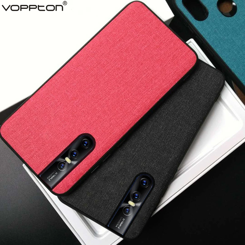 Cloth Texture Case For VIVO V15 Pro Phone Case Silicone Frame Hard PC Back Phone Cover For VIVO V15 Shockproof funda