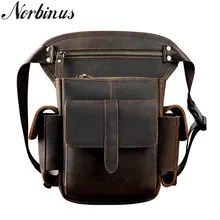 Norbinus Натуральная Воловья кожа, сумка для ног, многофункциональная сумка-мессенджер на плечо, сумка через плечо, Мужская натуральная кожа, поясные сумки, набедренные поясные сумки