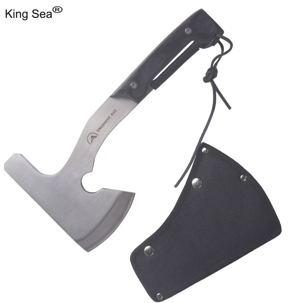 King Sea Hand Axe Camp Hatchet для разделения Kindling и разделочных ветвей с крепкий деревянный ручкой и противоскользящим захватом