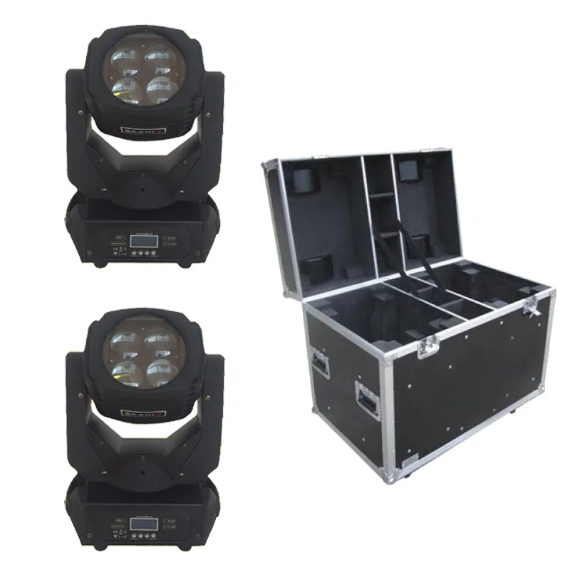 

Flight Case Packing 2 Pieces 4x25w Super Beam Moving Head Light Super Bright LED Spot Lights DMX DJ Disco Party Stage Lighting