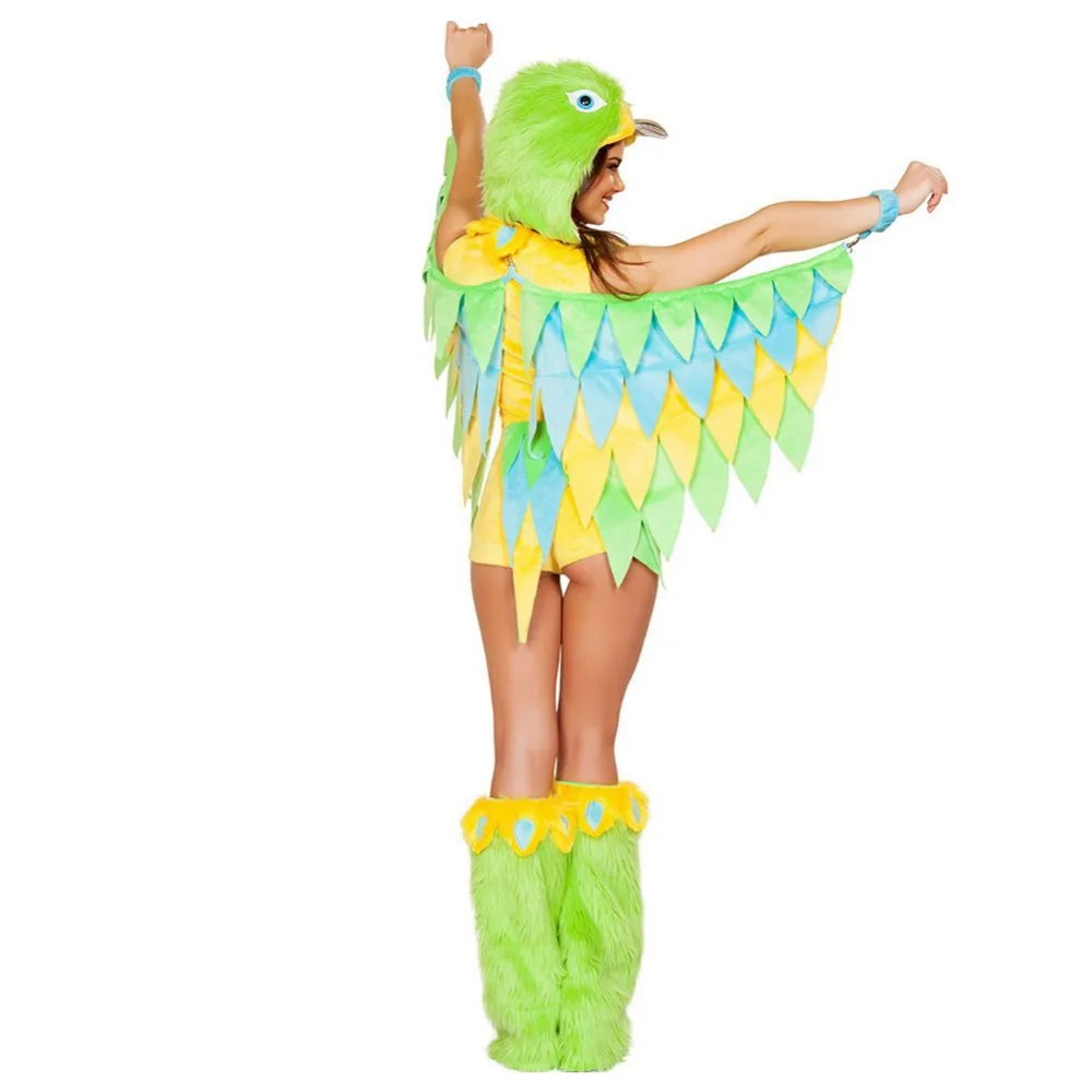 Зеленая птица костюм для взрослых Для женщин Карнавал, Хэллоуин Одежда