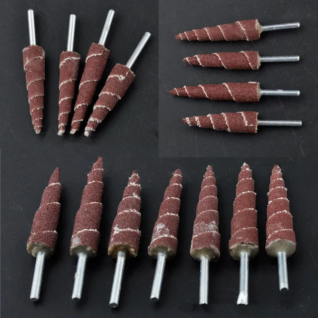 7 pcs Tapered helical sandpaper Rod 3mm SHK polished burs80 600 P