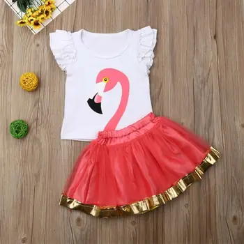 

2PCS Kids Toddler Baby Girls 1Y-5Y Outfits Clothes Summer Tops+Tutu Skirts Sets