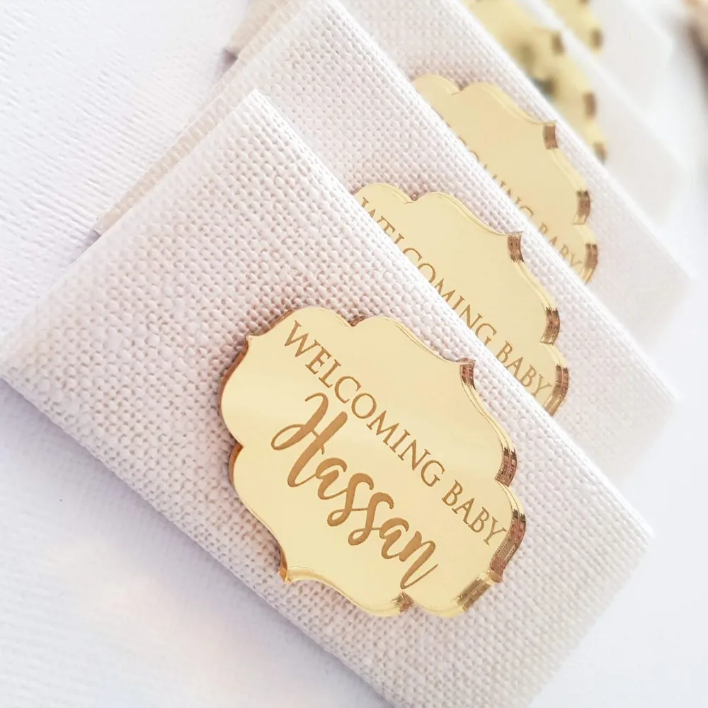 24 pezzi barrette di cioccolato personalizzate bomboniere nome argento/oro  specchio Baby Shower Decor decorazioni per il battesimo (senza cioccolato)  - AliExpress