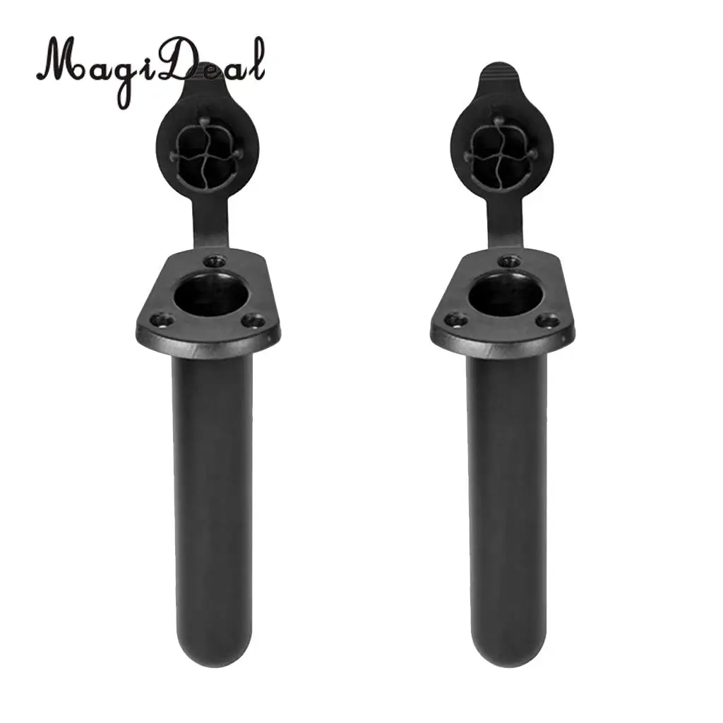 MagiDeal Marine 2 Pieces Fishing Rod Holder with Cap for Boat Kayak Canoe - Flush Mount Fishing Tackle Rafting Accessories