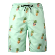 Для мужчин; Летний Пляжный купальный Плавание Мужские Шорты для купания серфинга шорты Плавание носить тонкий короткие штаны Зеленая мята ананас печати шорты V10