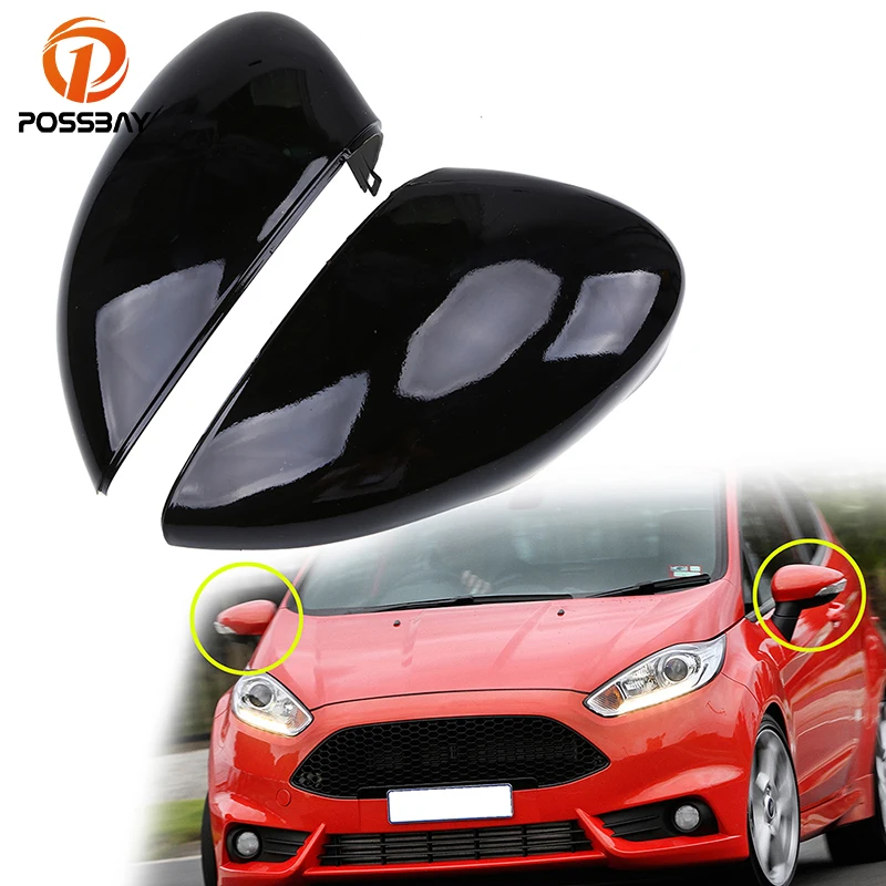 

POSSBAY Gloss Black ABS Left/Right Car Rearview Mirror Cover Side Wing Cap for Ford Fiesta Hatchback W/ SIGNAL LAMP 2011-2017