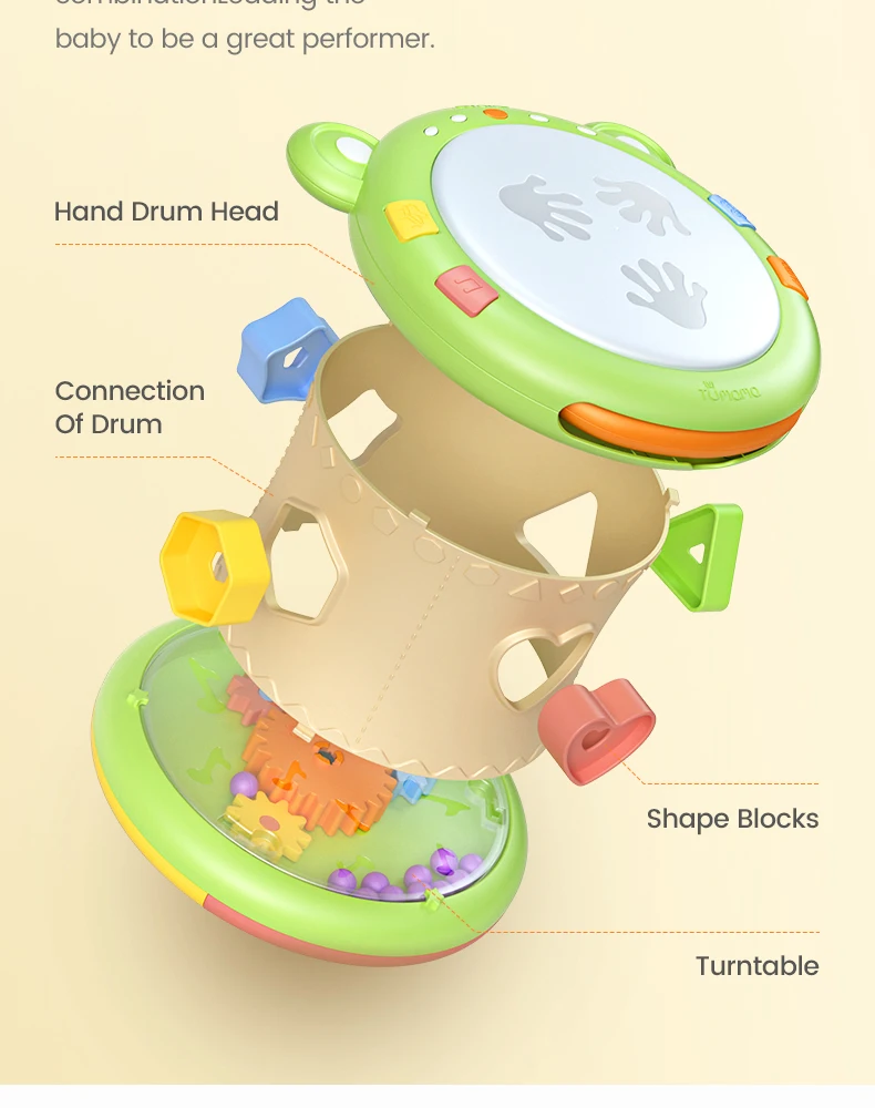 Tumama Детские ручной барабан детские ПЭТ барабанные музыкальные инструменты Детские игрушки 6-12 месяцев музыкальные игрушки для малышей