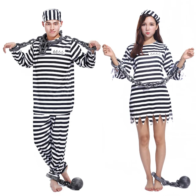 Free shipping Halloween clothes adult prisoners role playing violent
