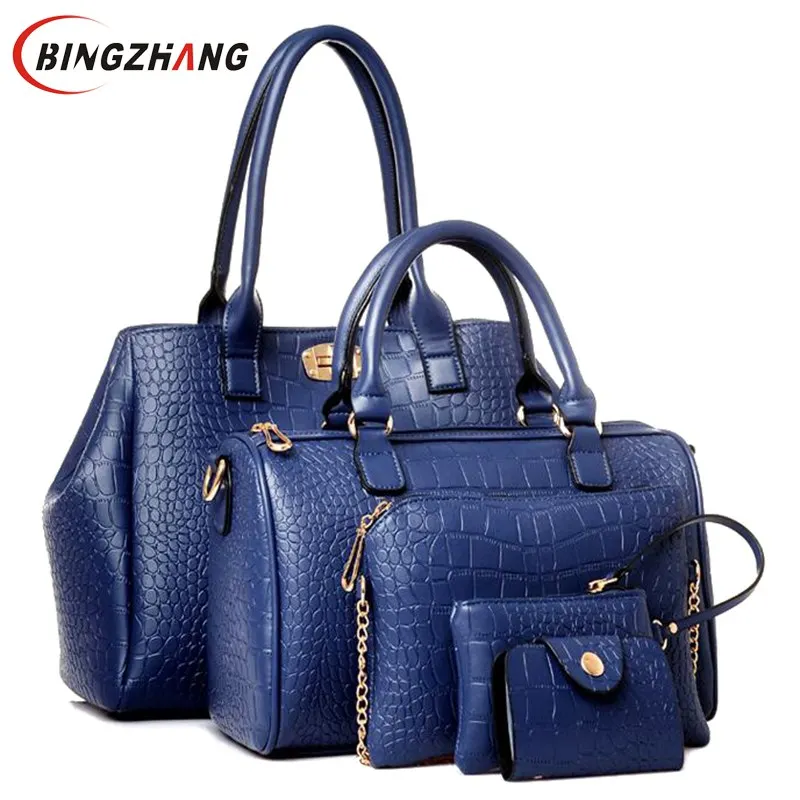 2017 hot sale women messenger bags female PU leather handbags purse 5 sets Crocodile women ...