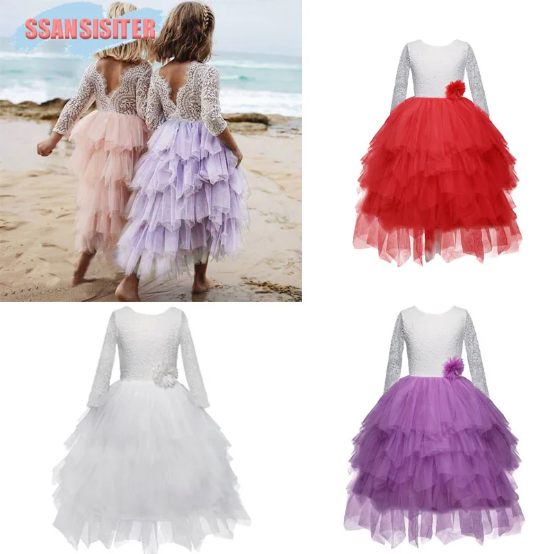 Платья для девочек цветы младенческой Детский костюм для вечеринок для детей девушки Pageant Бальное платье для танцев, для детей от 2 до 5 лет