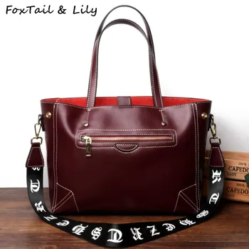 FoxTail & Lily Luxury Brand Women Genuine Leather Handbags Large Capacity Tote Shoulder Bag Female Crossbody Bags Double Straps FoxTail & Lily Luxury Brand Women Genuine Leather Handbags Large Capacity Tote Shoulder Bag Female Crossbody Bags Double Straps