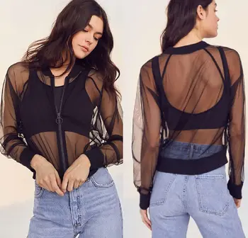 

Hot Sale Women Ladies Fashion Casual Chic Jacket Long Sleeve Solid Lace Sheer Outwear Jacket Coat Party Clubwear