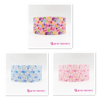 

Q&N ribbon 16mm 22mm 25mm 38mm 50mm 75mm little bear ABC printed grosgrain ribbon webbing 50yards/roll for hair tie
