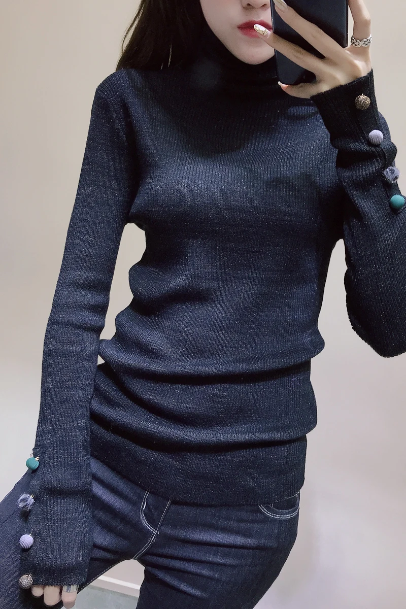 Женские свитера и пуловеры, акция, полный женский свитер, Новая Вязаная одежда с высоким воротником и манжетами, водолазка