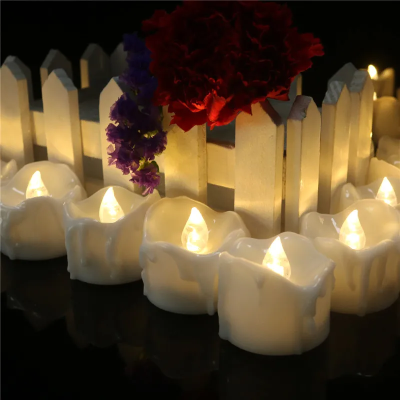 Упаковка из 6 светодиодных свечей, теплый белый свет вспышка электронная беспламенная Tealights Urodziny, батарея работает свадебные свечи