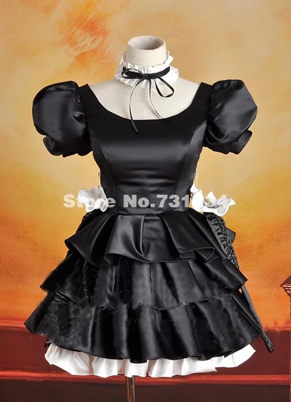 Новое платье для косплея горничной дьявола черное платье с короткими рукавами для косплея Лолита - Цвет: Черный