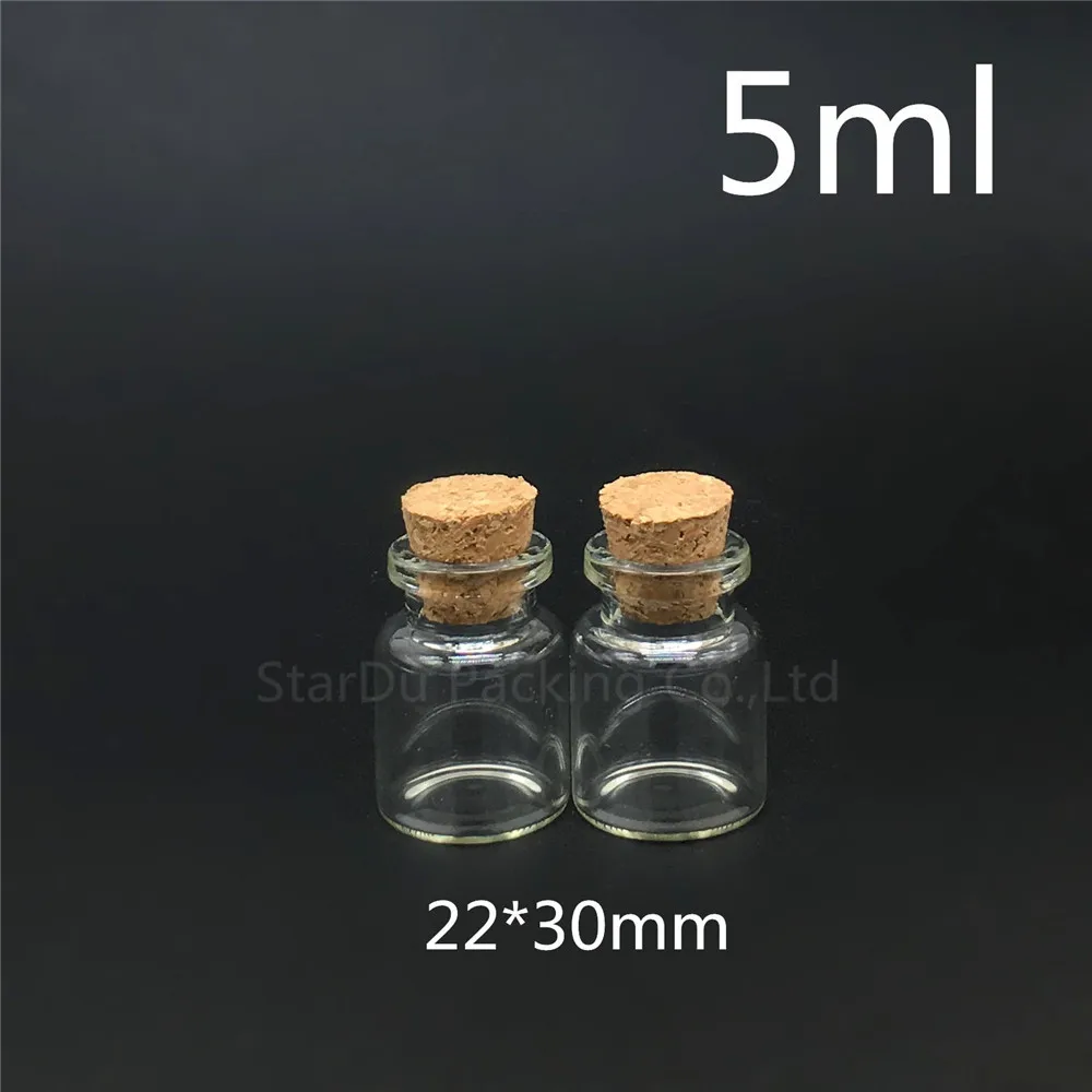 

Free Shipping 50pcs 5ml Small Cute Mini Cork Stopper Glass Bottles Vials Jars Containers 5cc Small Wishing Bottle With Cork
