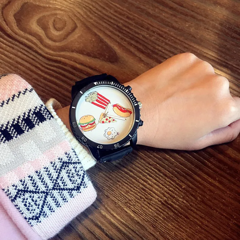 

New Arrival Japanese Style Cartton Cute Fruit Banner Melon Black White Quartz Gift Watch Wristwatch for Men Women Male Female