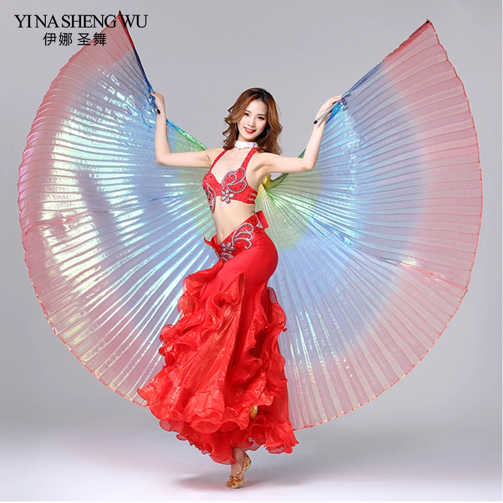 2018 Adult Belly Dance Multicolored Wings 360 Degree Belly Dance Isis Wings Indian Dance Wings Dance Accessories Without Sticks