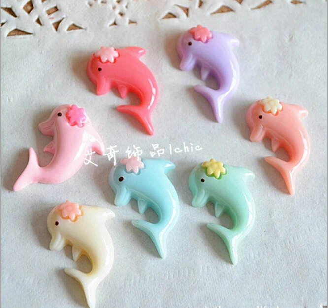 

Free Shipping! wholesale kawaii flatback resin dolphins cabochons for DIY phone case Hair decoration 20PCS/lot