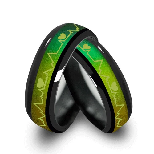 Модные титановые черные кольца MMS для настроения обручальные с температурой