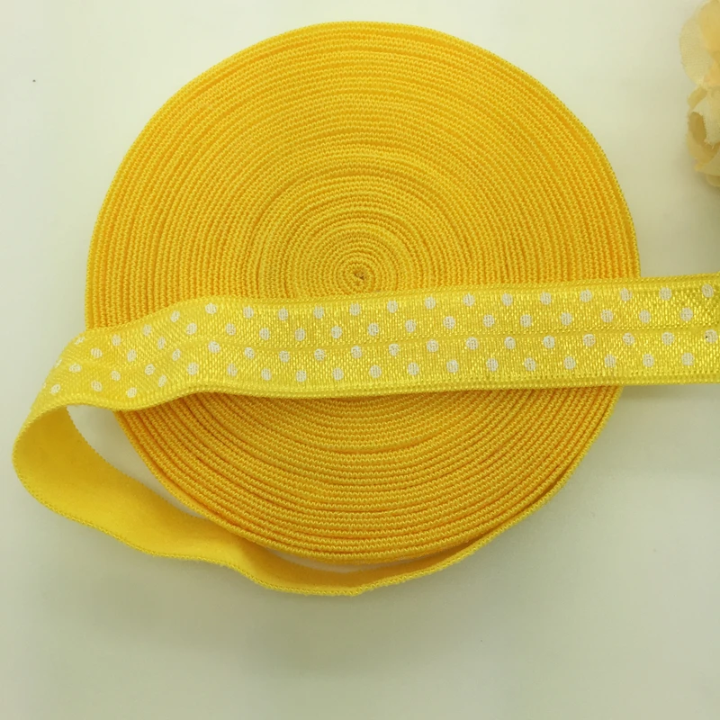 5 ярдов/партия, 5/8 дюйма, 15 мм, эластичная лента в горошек, эластичная сатиновая лента из спандекса, аксессуары для волос, кружево отделка Шитье - Цвет: Yellow
