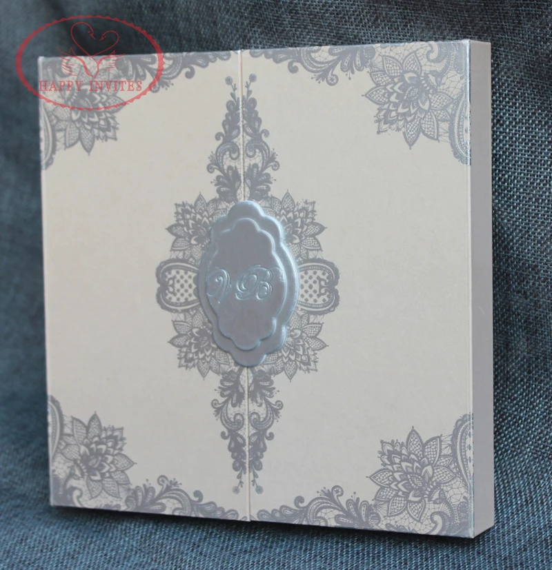 HI1144 - 03 Customized  Light Pink Hard Cover Box Wedding Card with Acrylic Invitation Made in China