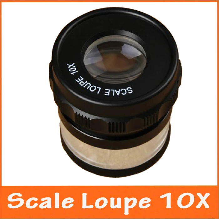 10X Metal Cylindrical Scale Loupe Focus Distance Adjustable Magnifier
