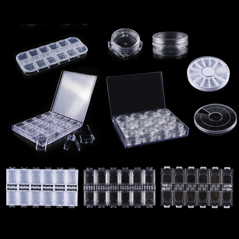 

1pc Transparent Nail Art Empty Storage Case Box Nail Glitter Rhinestone Crystal Beads Accessories Container Plastic BE538