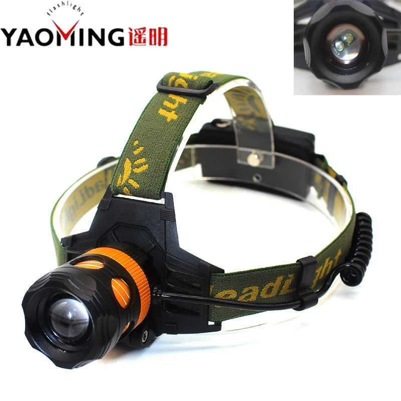 

High power led headlamp 2000Lm CREE Q5 zoomable camping headlight dual light source torch by 2*18650 for fishing bike head lamp