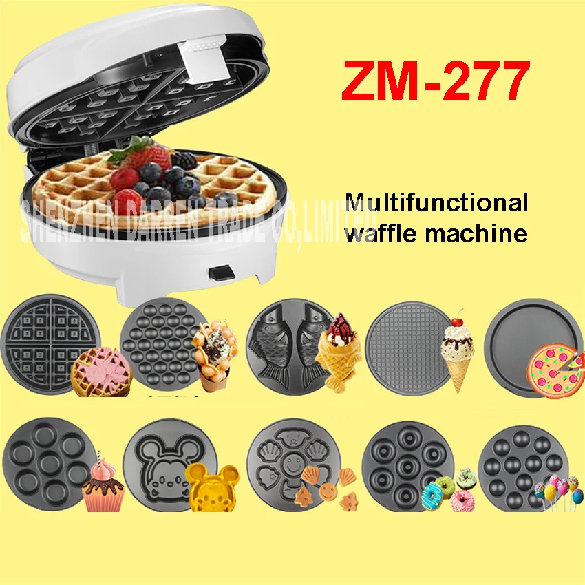 ZM-277 220V Casa 7 kitchen multifunction  Egg Waffle Maker/Donut Machine/Heart Waffle Maker/Cake Pop Machine non-floating type