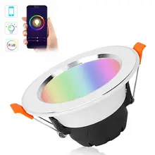 Интеллектуальный светильник 7 Вт RGB+ W Smart wifi светодиодный светильник голосовое приложение управление AC85-265V серебряное кольцо