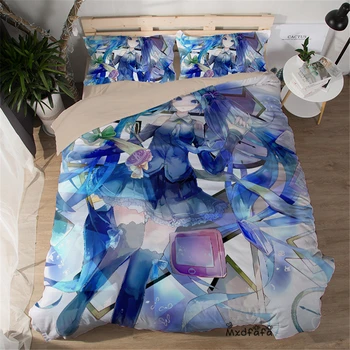 

Mxdfafa Japan Anime Miku Duvet Cover Set 3D Bedding Set Comforter Bedding Set Include 1 Duvet Cover and 2 Pillowcases