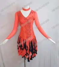 Мерцающие блестки новые латинские танцевальные платья профессиональное платье для латиноамериканских танцев танцевальные сальса платья танцевальные костюмы платье L-0001 - Цвет: Оранжевый