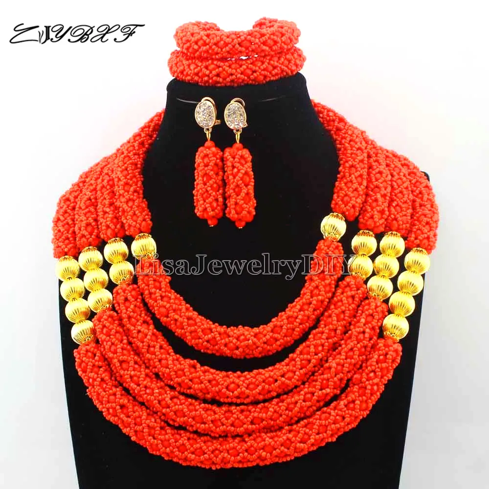 

New Orange Chunky Big Costume Dubai Jewelry Set earrings Nigerian Wedding African Beads Jewelry Set Free Shipping L1106