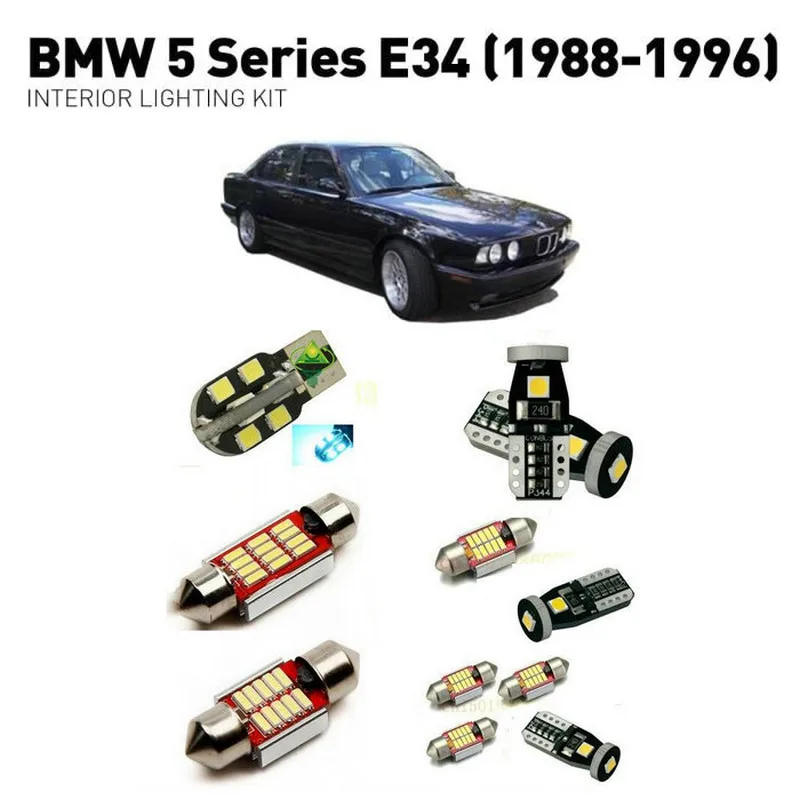 Светодиодные Внутренние огни для BMW 5 серии e34 1988-1996 15 шт. светодиодные фонари для автомобилей комплект освещения автомобильные лампы Canbus без ошибок