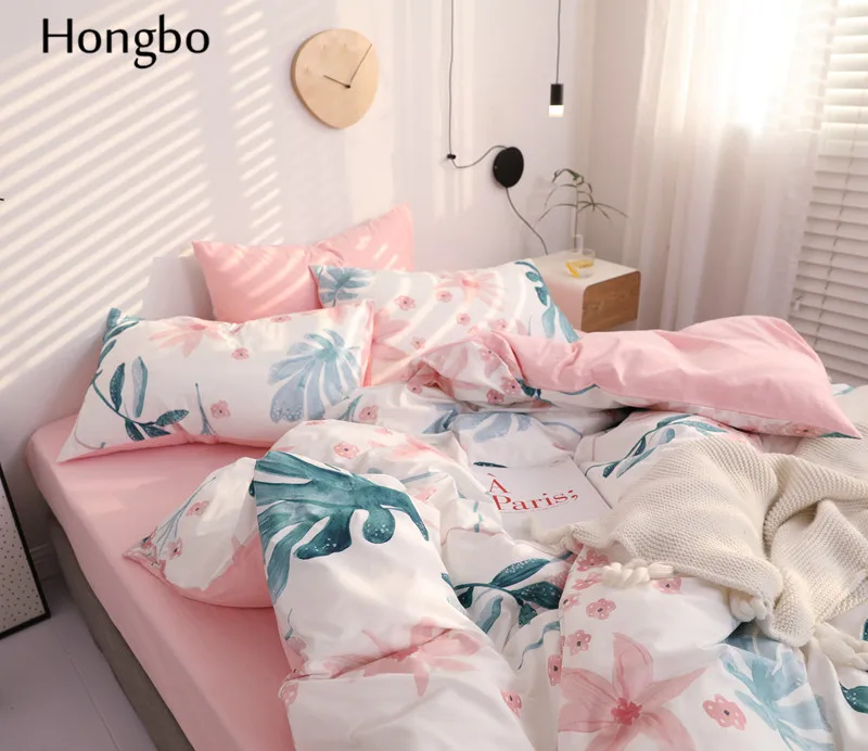 Комплект постельного белья Hongbo из хлопка с цветочным рисунком зеленых листьев