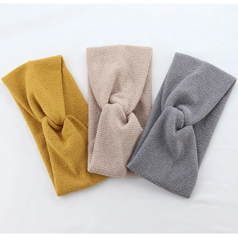 

Autumn Winter Knitted Headband Women Hair Accessories Retro Twisted Elastic Wide Hair Scarf Hairband Solid Head Band Headwear
