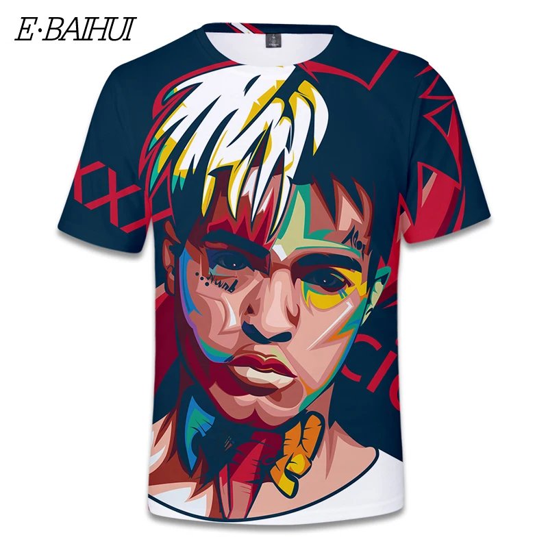 E-BAIHUI xxxtentacion Print 3D T Shirt Men Summer Fashion Hip Hop rap revenge T-Shirt Male fitness Tshirts Mens Clothing FT01