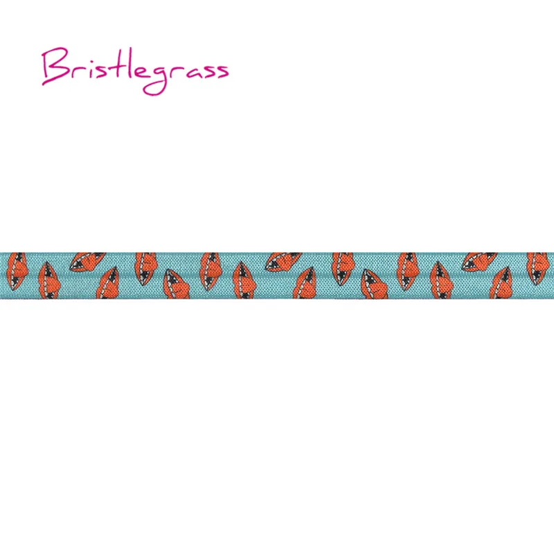

BRISTLEGRASS Wholesale 50 Yard 5/8" 15mm Lip Tongue Print Fold Over Elastics FOE Spandex Satin Bands Headband Dress Sewing Craft