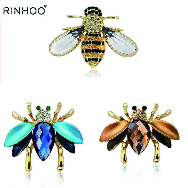 

2018 Enamel Bee Brooches Crystal Rhinestone Insect Brooch Pin Cute Animal Pins Fashion Jewelry Suit Dress Brooch for Women Men
