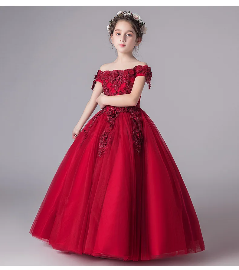 Детское фатиновое платье принцессы для девочек, первый праздник, Великолепное Кружевное бальное платье, платья для маленьких девочек на свадьбу, праздничные костюмы для детей возрастом от 1 года до 12 лет