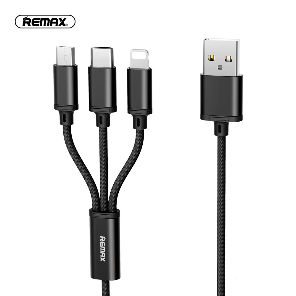 Remax 3 в 1 USB кабель для передачи данных type C кабель для быстрой зарядки для iPhone 6 6S samsung S8 S9 Plus xiaomi mini 8 huawei p20 lite sony - Цвет: Черный