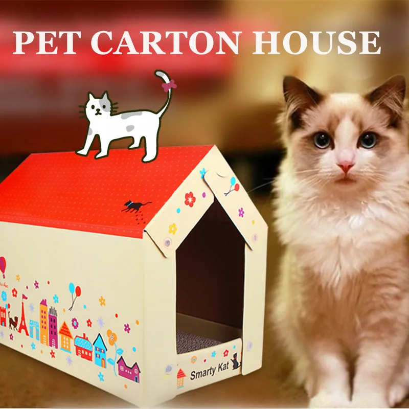 New Creative Design for Cats Lovely Corrugated Cardboard Cat Box House