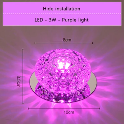 Круглый Кристалл светодиодный лампы Потолочный светильник дома деко вход потолочный светильник вставка установлен - Цвет корпуса: Фиолетовый