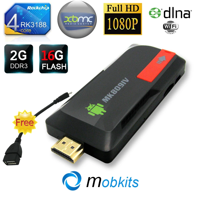 MK809IV 2GB 16GB Android TV Box  KODI Pre-Installed Ad-Ons Quad Core CPU RK3188T Smart TV Wireless HDMI Dongle WIFI 16G TV Stick